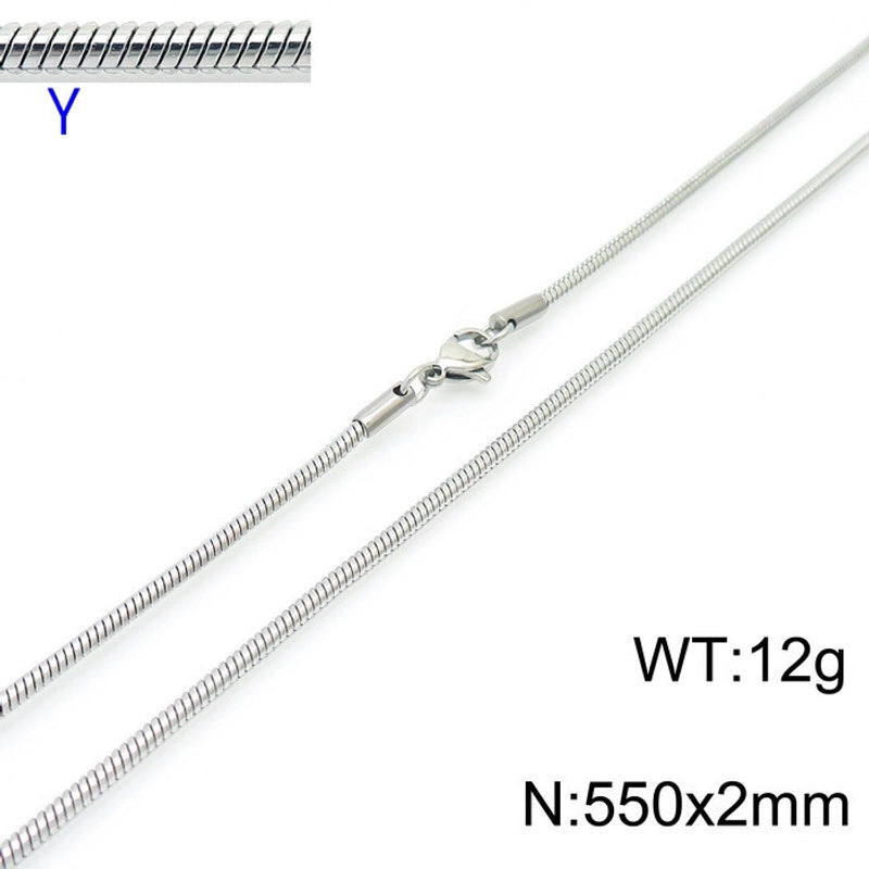 Jewelry Classic Style Solid Color Titanium Steel 18K Gold Plated Chain Necklace