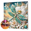 Framed Dragonflies And Flowers - Special Shaped Pearl & Gem Diamond Painting 25*25CM