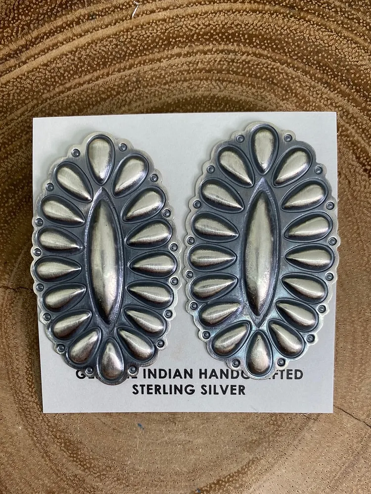 Nora Oval Concho Sterling Earrings