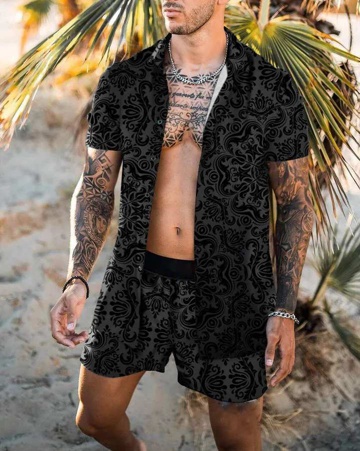 Pollock print seaside short-sleeved shirt