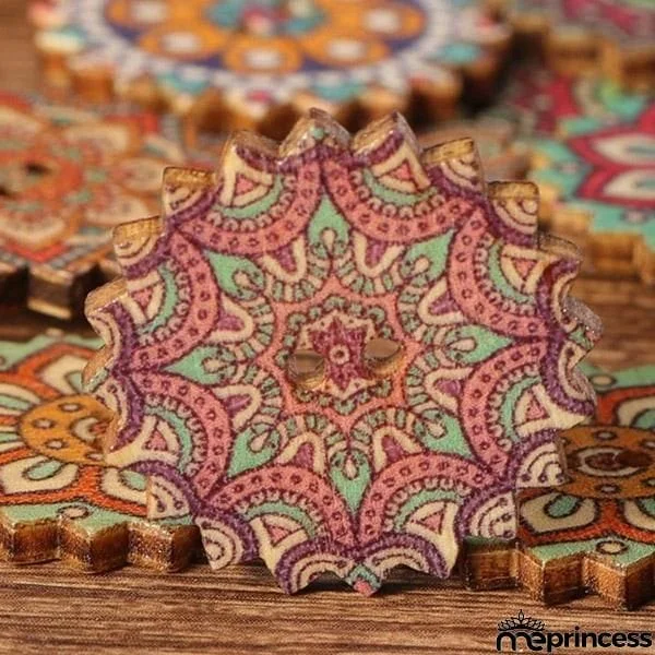 Bohemia Printed Wooden  Sewing Buttons