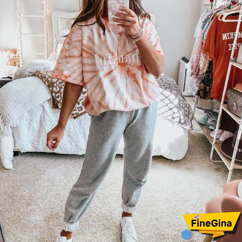 Trendy Casual Gradient Tie Dye Tee Shirts