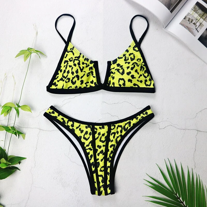Sexy Bandeau Bikinis 2021 New V Neck Bikini Swimsuits Push Up Swimwear Female Brazilian Bikini Set Bathing Suits Biquini 3418
