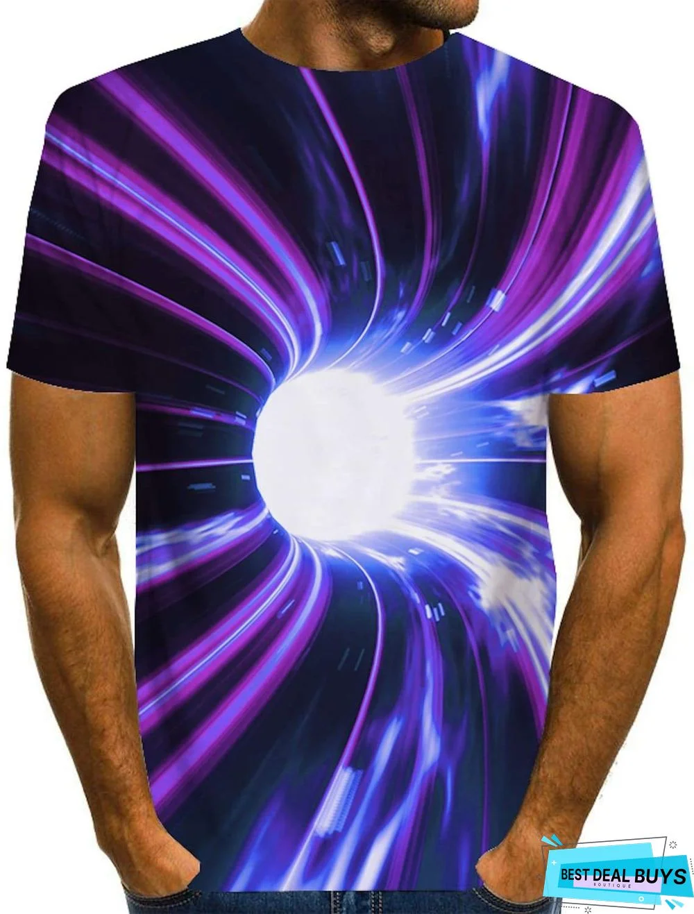 Men's Tee T-Shirt 3D Print Graphic Optical Illusion Print Short Sleeve Daily Tops Basic Exaggerated Round Neck