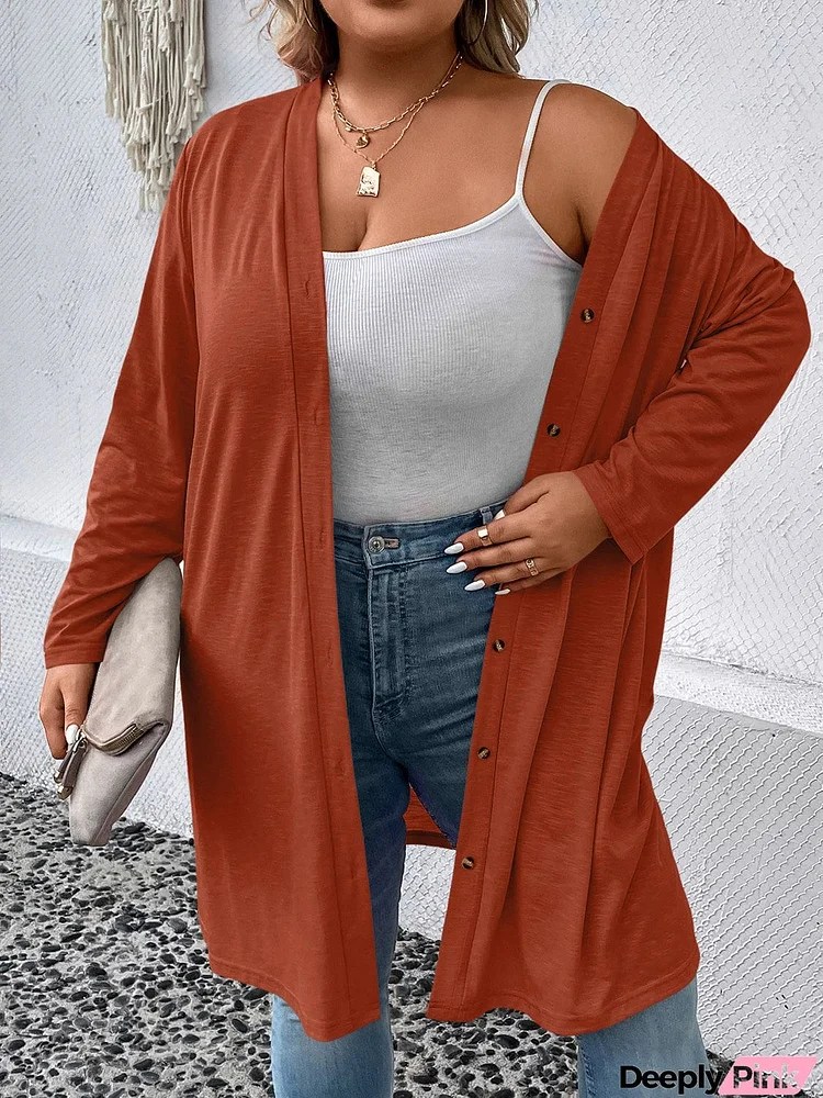 Plus Size Button Down Longline Cardigan