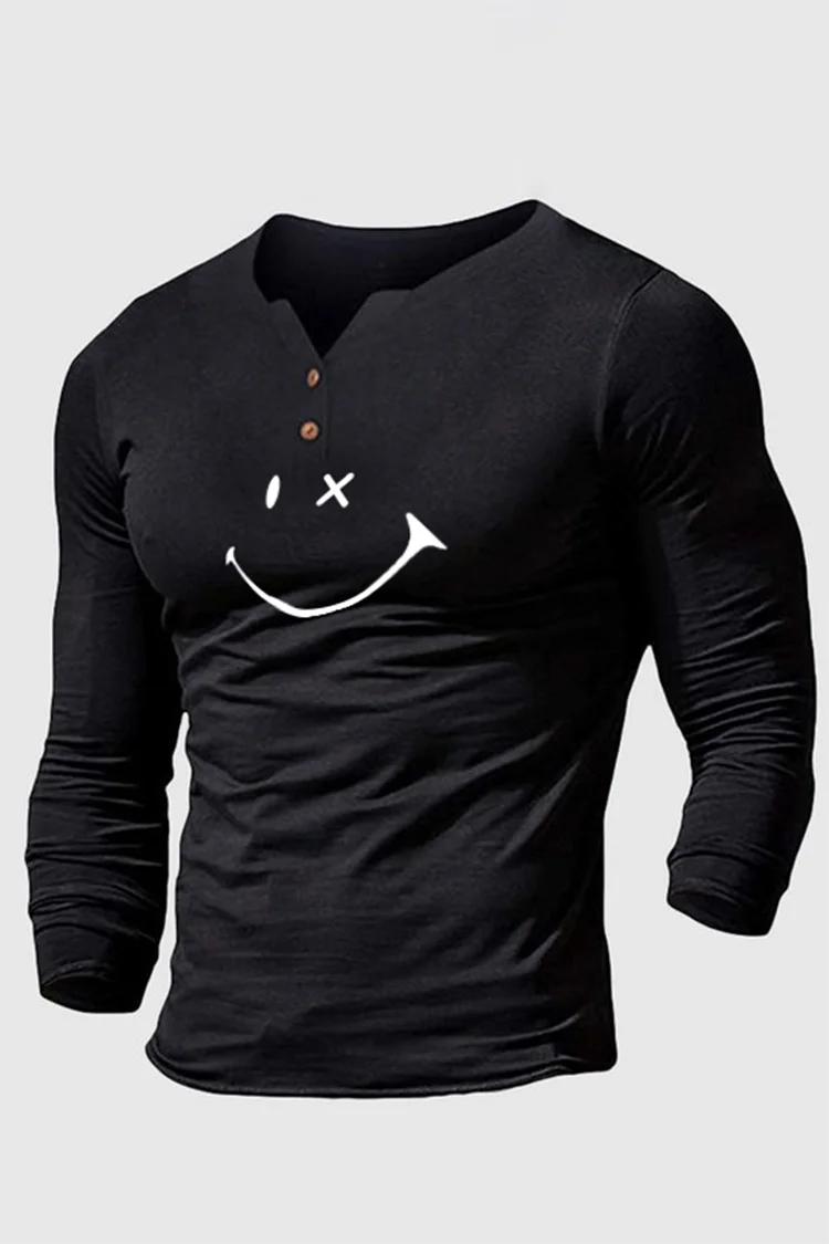 Broswear Henley Collar Solid Color Slim Fit Long Sleeve T-Shirt