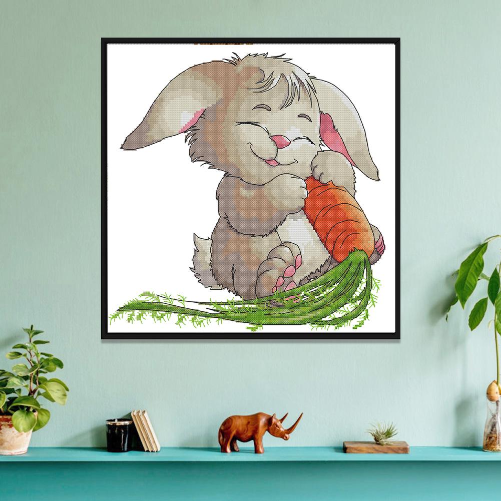 

Rabbit and carrot - 14CT Stamped Cross Stitch - 31*31cm, 501 Original