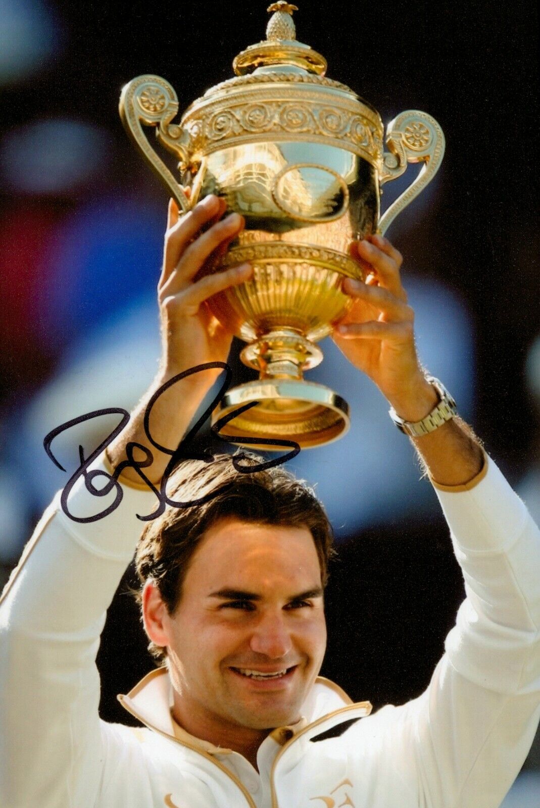 Roger Federer Signed 6x4 Photo Poster painting ATP Champion Grand Slam Wimbledon Autograph + COA