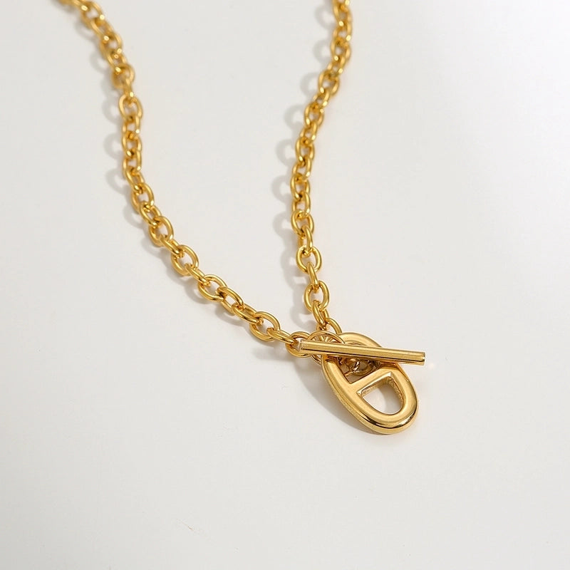 Basic Pig Nose 304 Stainless Steel Toggle Pendant Necklace