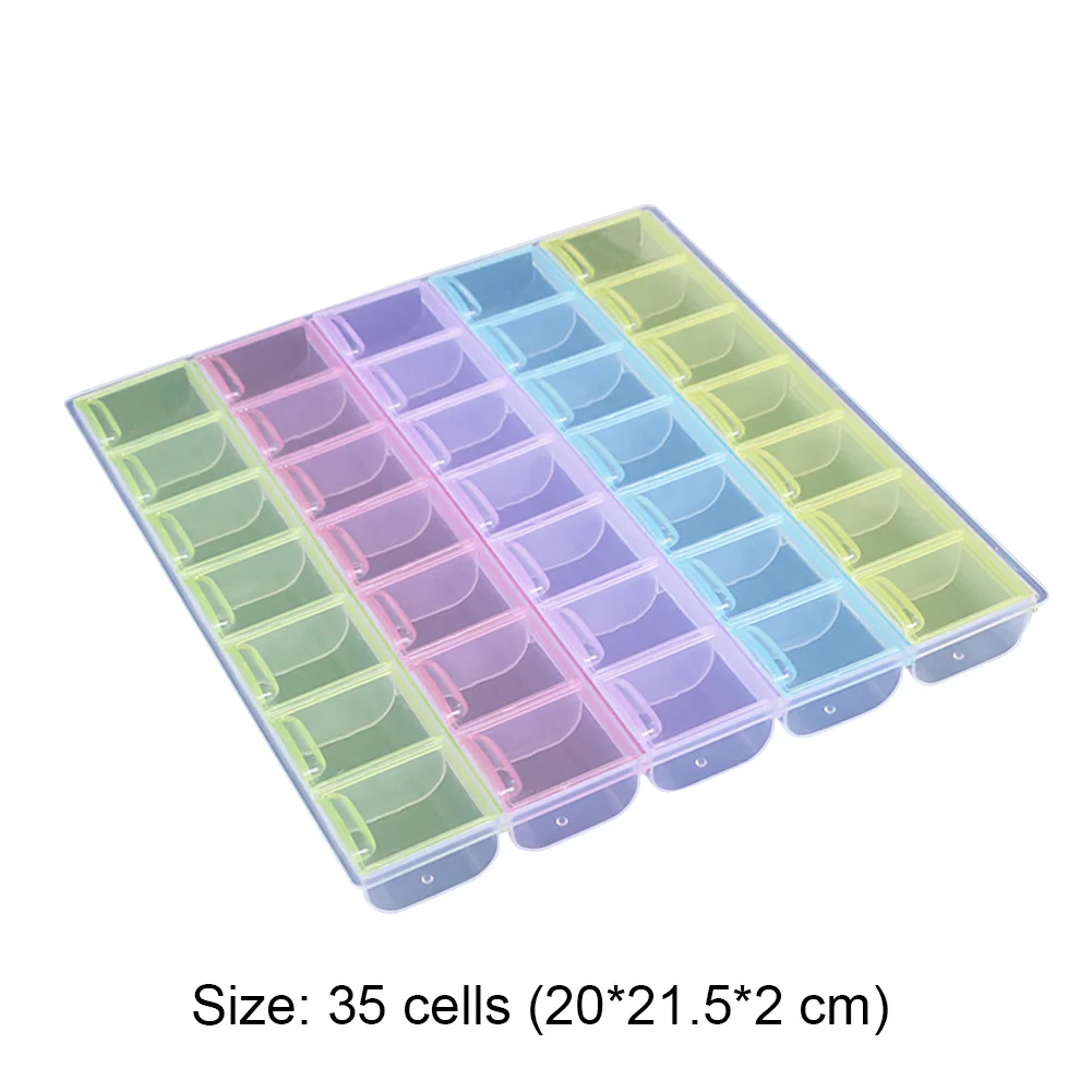 35 Grids Nail Art Storage Box Diamond Painting Crystal Beads Holder Case