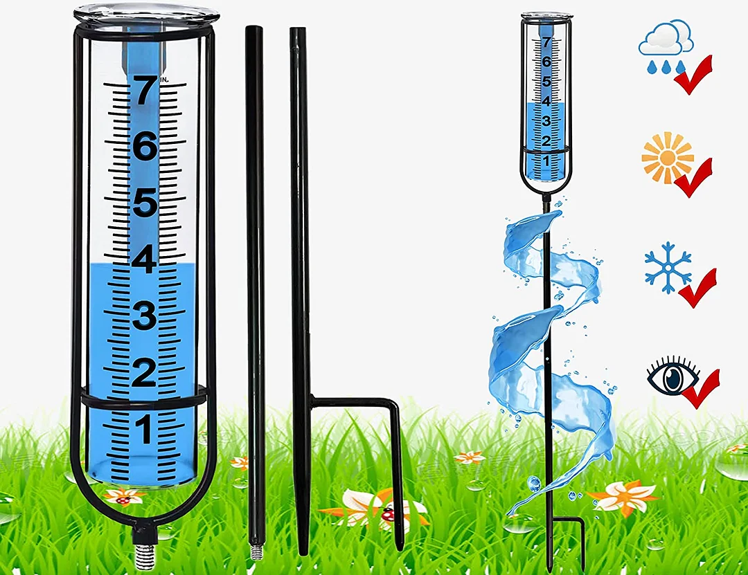 Rain Gauge Freeze Proof Rain Gauge Outdoor Best Rated Rain Gauges for Yard with Stake Decorative Rain Measure Gauge for Garden