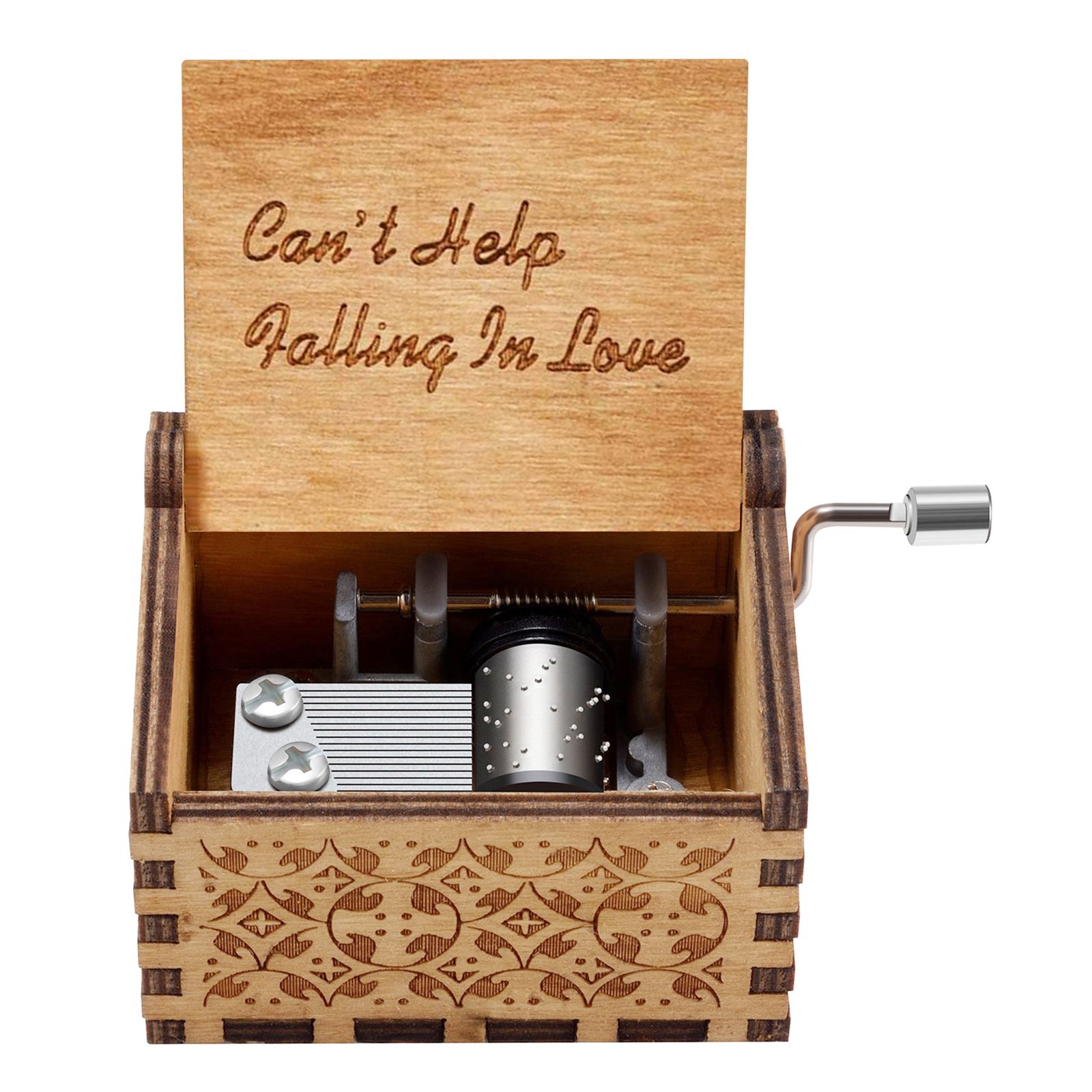 Wooden Music Box, Hand Crank Engraved Musical Box, Valentine Gifts (15) gbfke