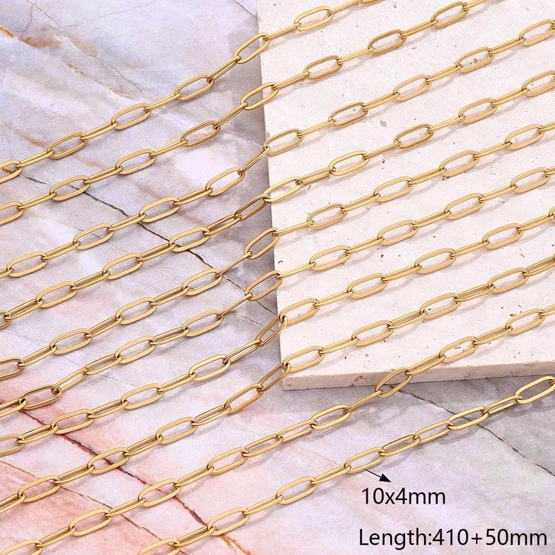 10 Strands/Package 41cm Long 304 Stainless Steel Gold Plated Solid Color Chain