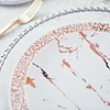 10 Pack | 8" Rose Gold and White Marble Plastic Appetizer Salad Plates