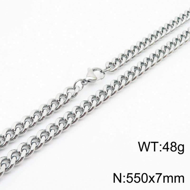 Fashion Simple Bracelet Stainless Steel Six-Sided Grinding Chain Choker Necklace
