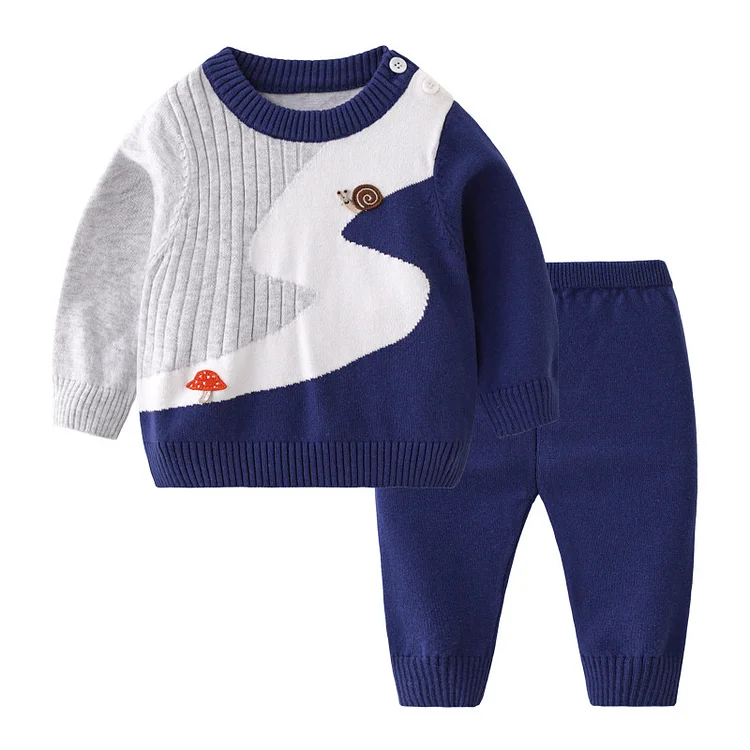 2pcs Baby Boy/Girl Cute Print Knit Tops with Pants Set