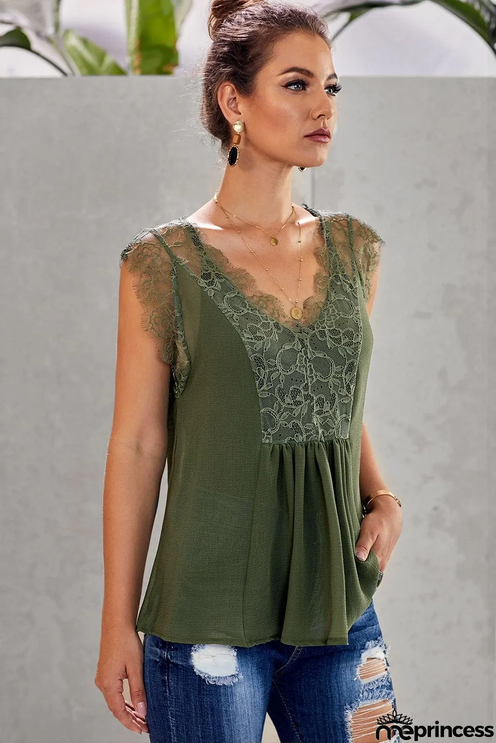 From A Dream Lace Tank Top with Vest