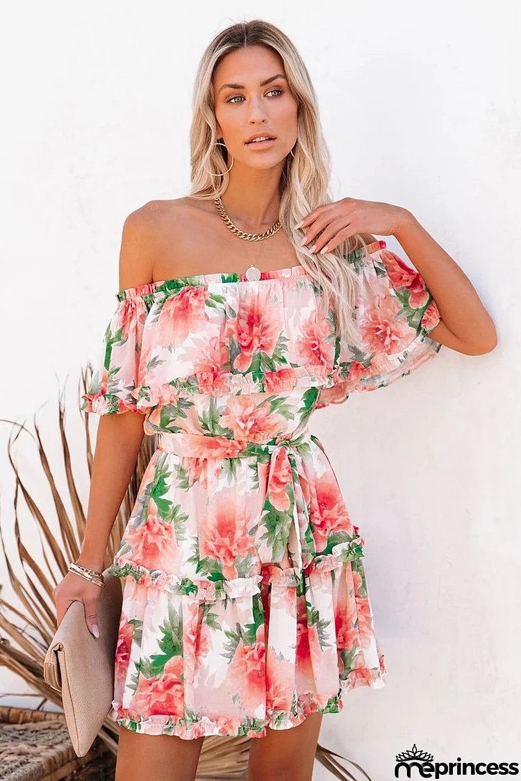 Off The Shoulder Ruffle Floral Dress