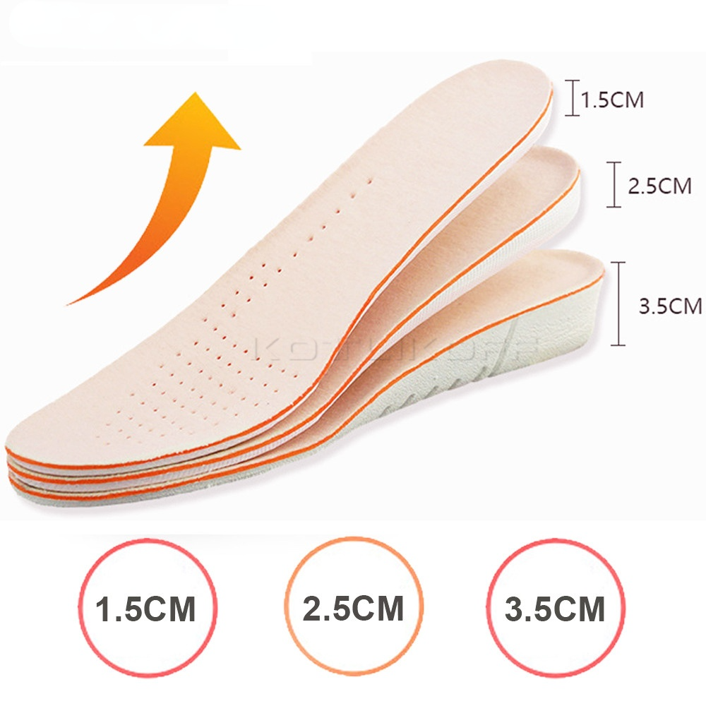 1.5/2.5/3.5cm Height Increase Insole For Shoes Women Man Height Increasing Shoes Inserts Care Foot Pads Comfortable Soles