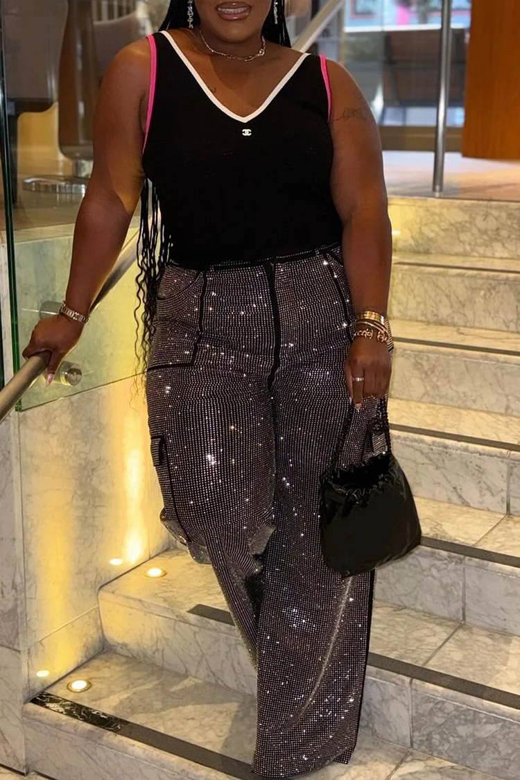 black sequin pants plus size