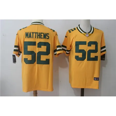 Men's  Green Bay Packers #52 Clay Matthews Yellow Stitched NFL Limited Rush Jersey