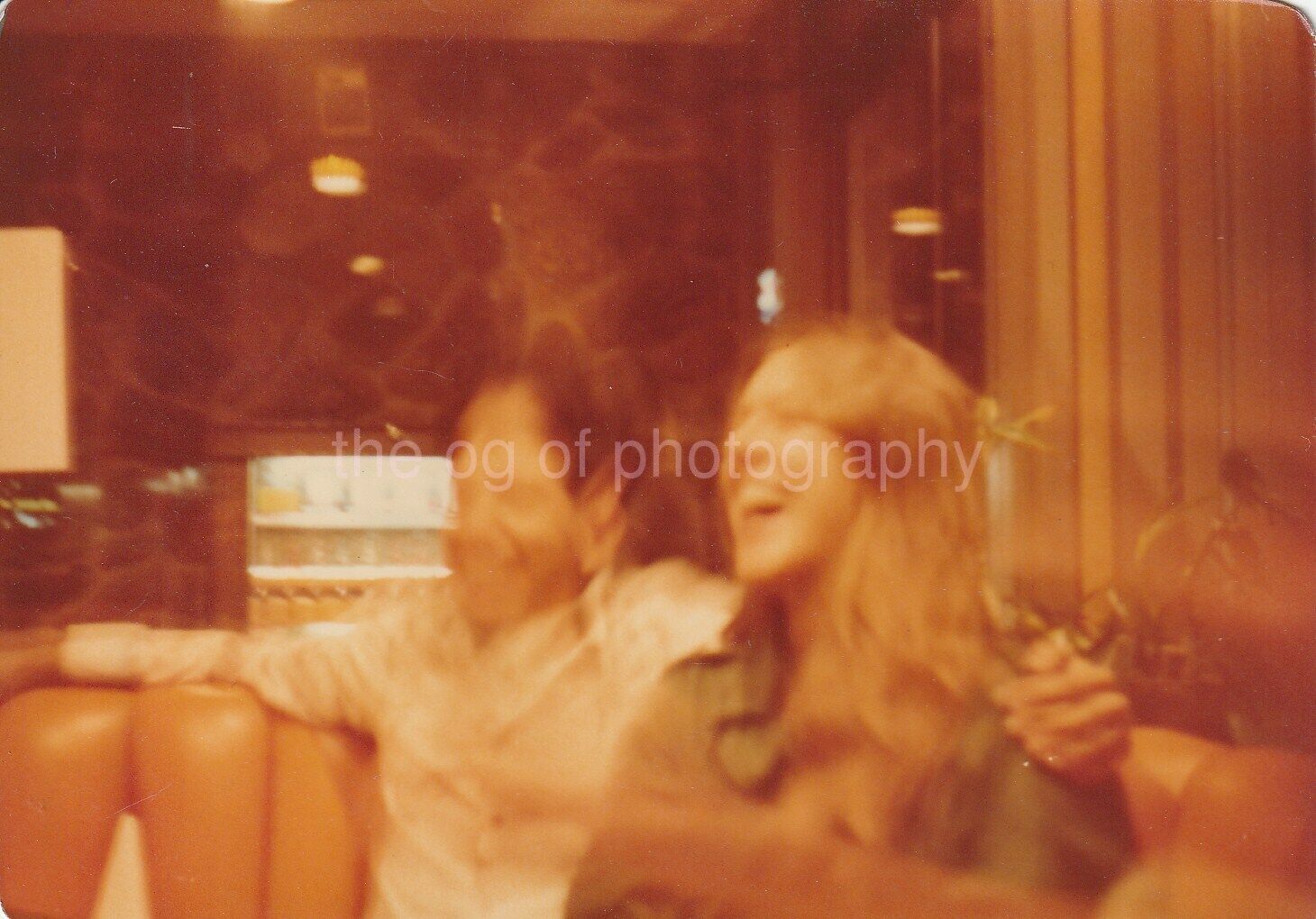 1970's Blurry Laughs FOUND Photo Poster painting ColorOriginal Snapshot 96 11 N