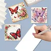 6Pcs Diamond Painting Butterflies and Flowers Greeting Card with Envelopes for Beginner Adult Holiday Gifts