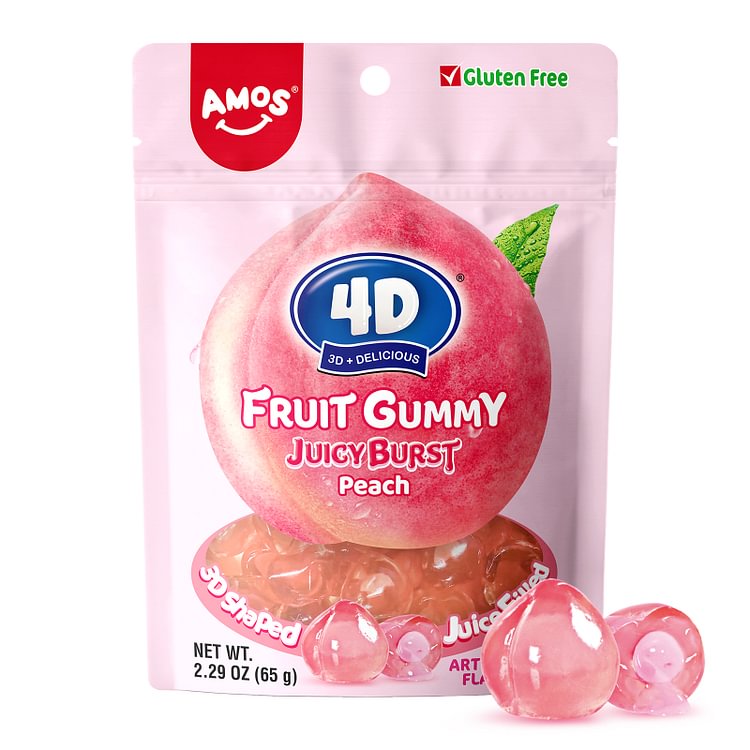 4D Fruit Gummy Juicy Burst-Peach (Pack of 12)