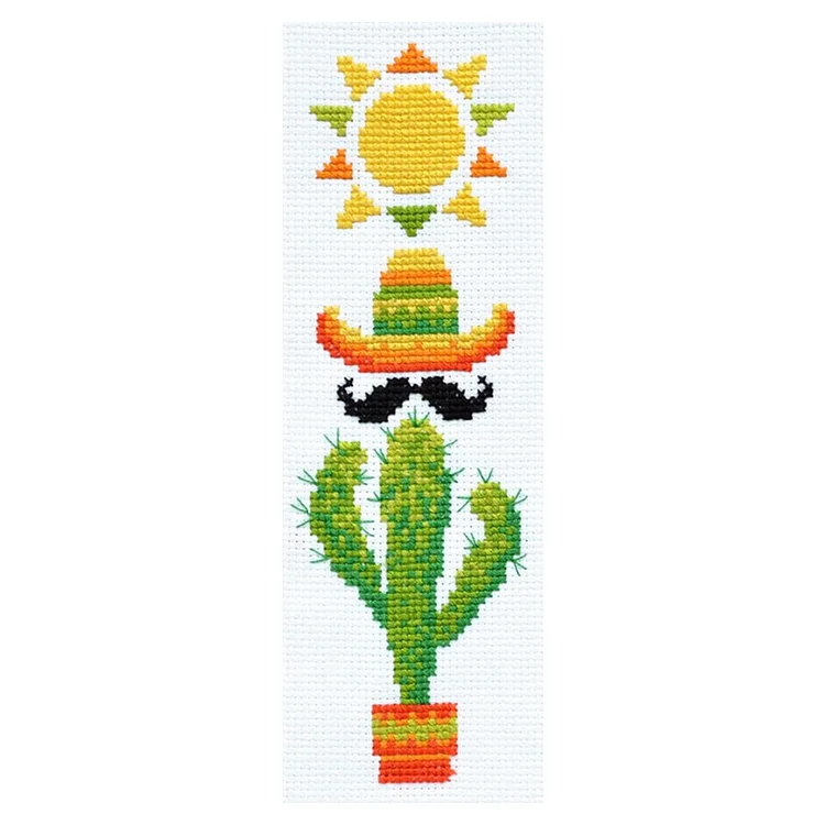 11CT Stamped Double-Sided Potted Cactus Embroidery Bookmarks 18x6cm for Beginner gbfke
