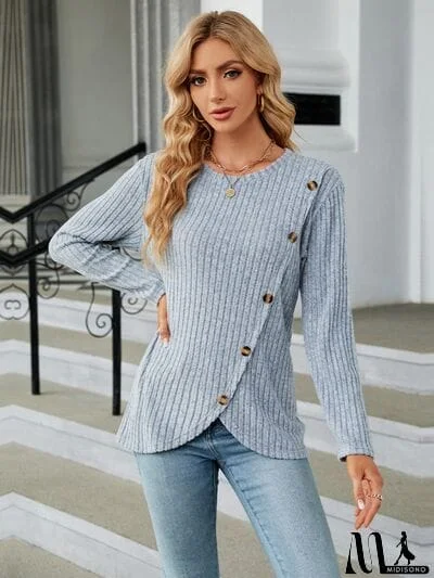 Round Neck Long Sleeve Blouse