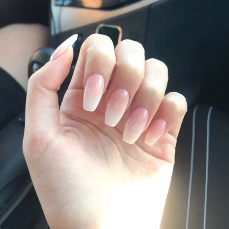 24pcs/set Press on Nail Tips Acrylic 10 Sizes Flower Design Fake Nails Art Full Cover French False Nail Art Tips Artifical Nails-Nail Inspo