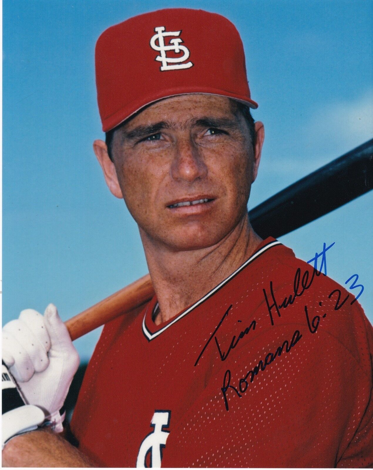 TIM HULETT ST. LOUIS CARDINALS ACTION SIGNED 8x10