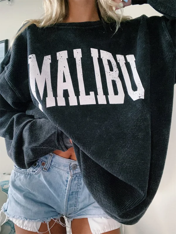 MALIBU Print Crew Neck Black