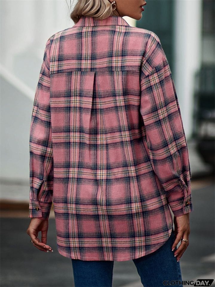 New Autumn Plus Size Extra Loose Plaid Soft Women Blouse