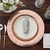 10 Pack | Rose Gold Disposable 13" Charger Plates, Cardboard Serving Tray, Round with Leathery Texture - 1100 GSM