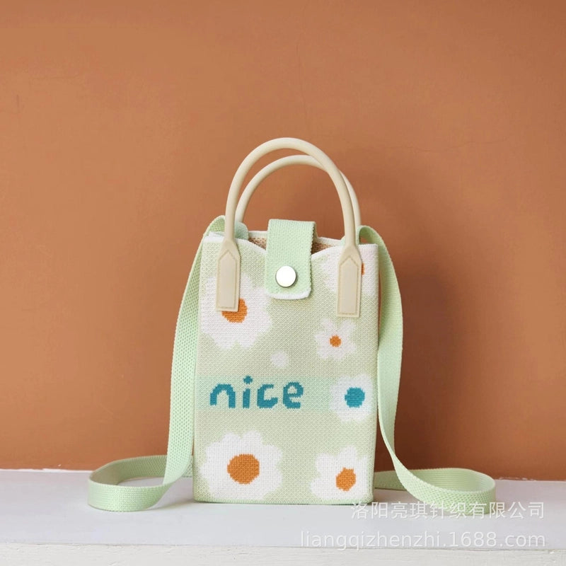 Women’s Polyester Cartoon Cute Square Hidden Buckle Shoulder Bag Handbag Crossbody Bag