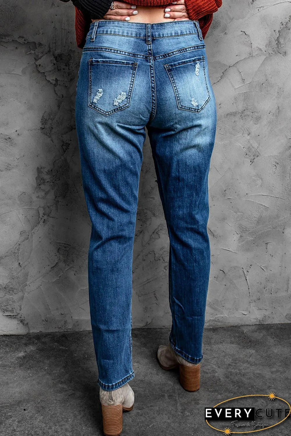 Sunflower Plaid Patch Ripped Boyfriend Jeans