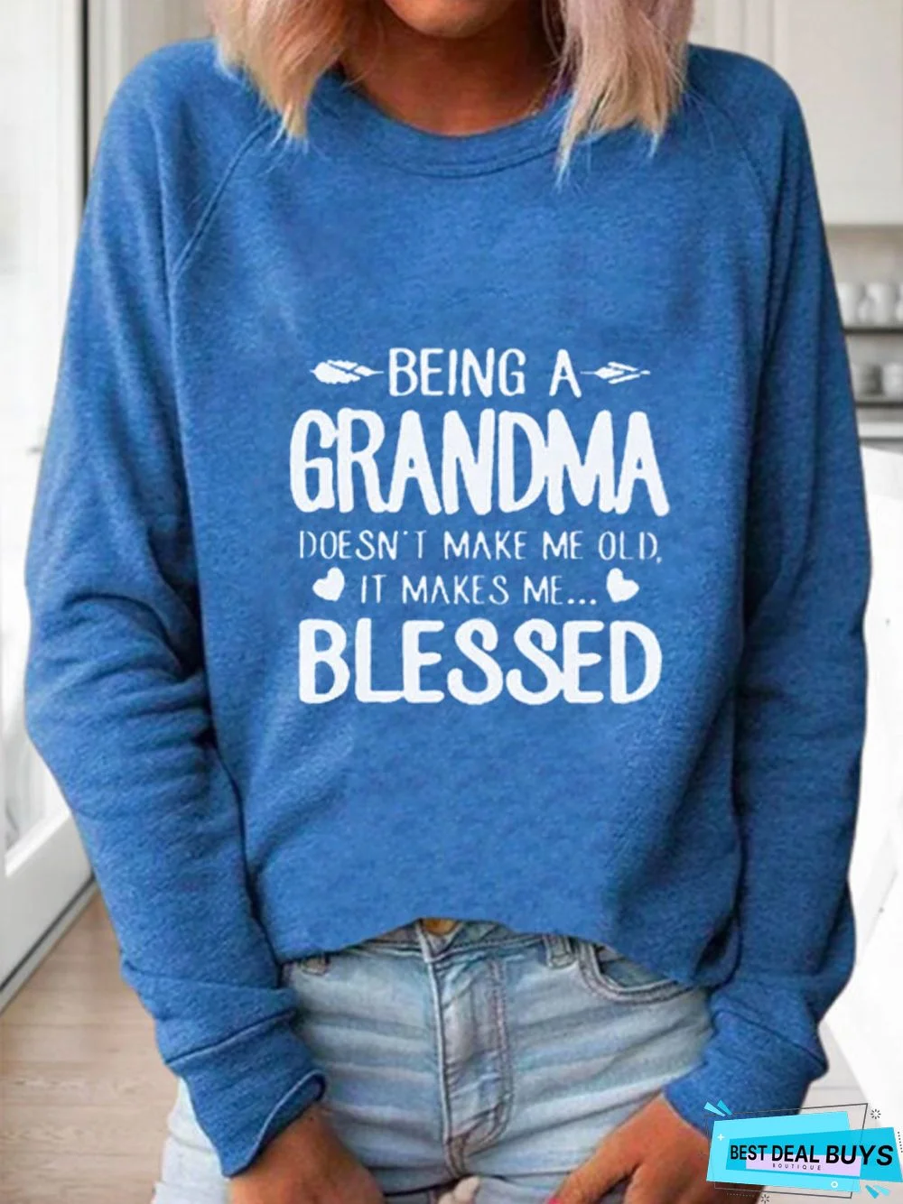 Casual Crew Neck Text Letters Long Sleeve Sweatshirt