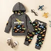 Kid Baby Boy Autumn Winter Letter Dinosaur Print 2 Pcs Sets Suit