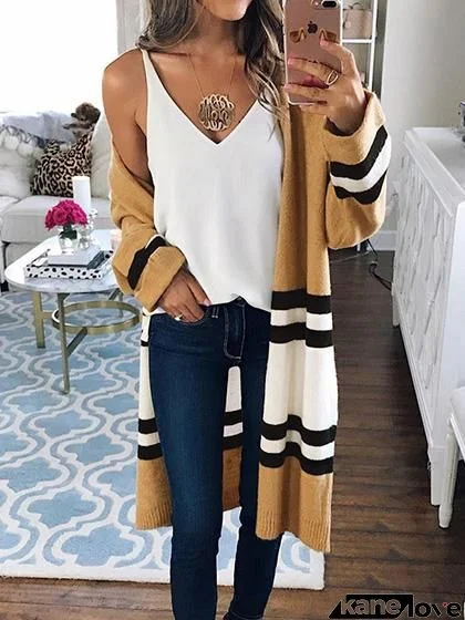 Street Fashion Striped Loose Cardigan