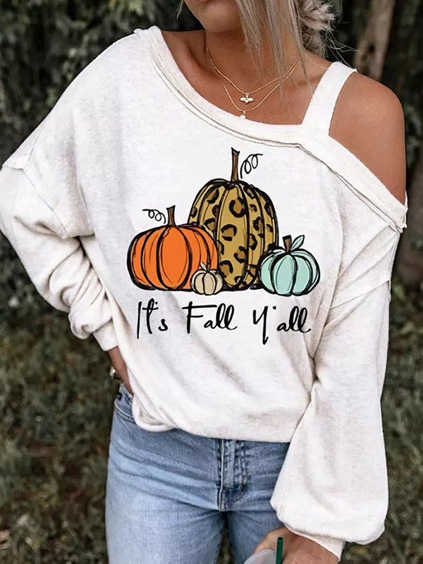 It's Fall Y'all Leopard Pumpkin Print Hollow Out Blouse