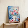 DIY Pearl Painting Hibiscus Vase for Home Decor with Frame(30x20cm)