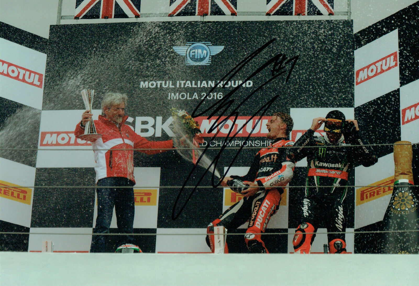 Chaz DAVIES SIGNED Autograph 12x8 WSBK Rider Ducati Photo Poster painting A AFTAL COA