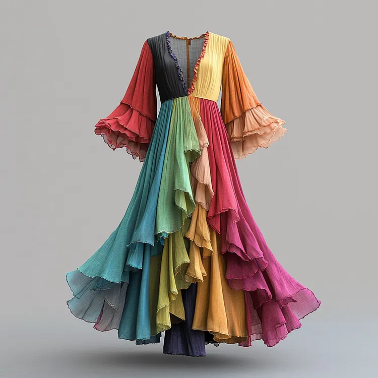 Secret of the Universe Embroidered Vintage Casual Dress ccf1