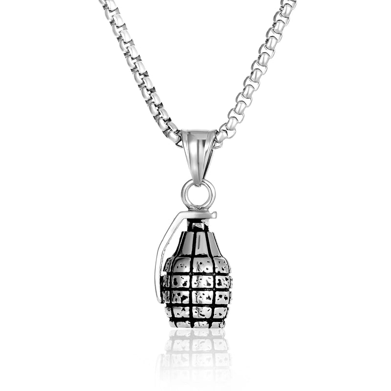 Hip-Hop Grenade 304 Stainless Steel Men’s Pendant Necklace
