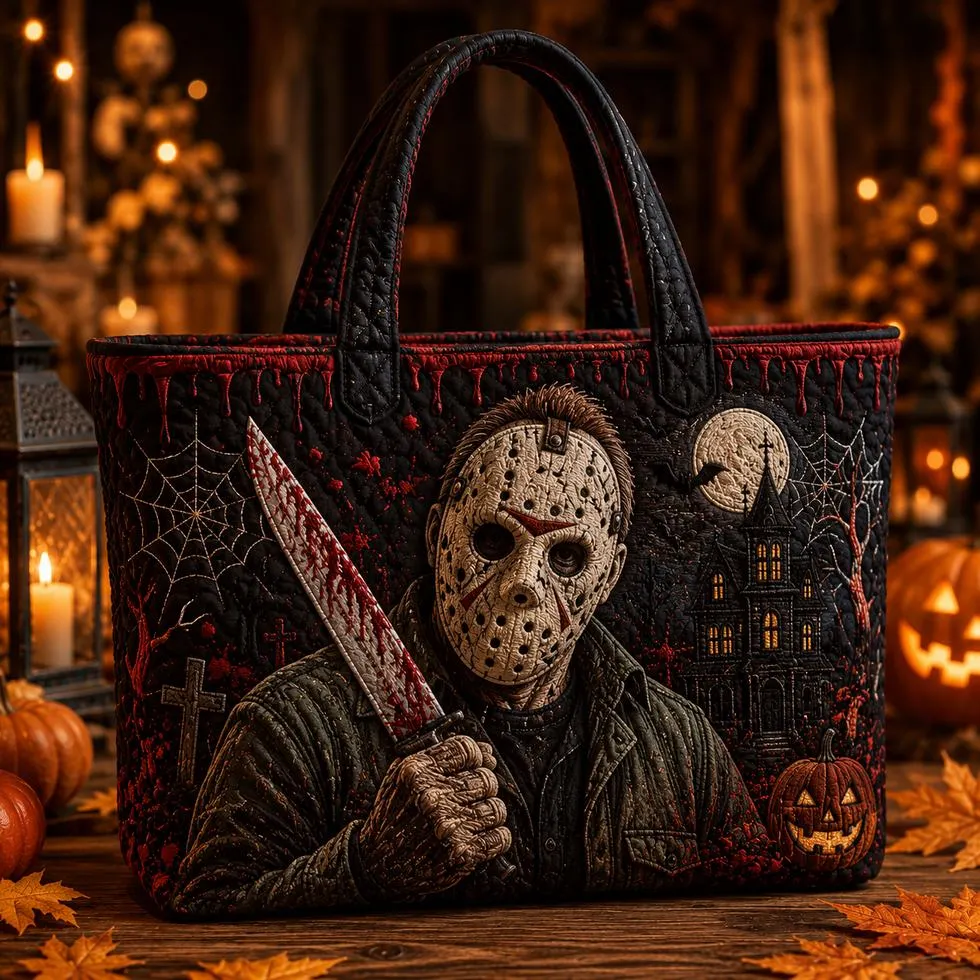 Custom Printed horror tote bag with printed details