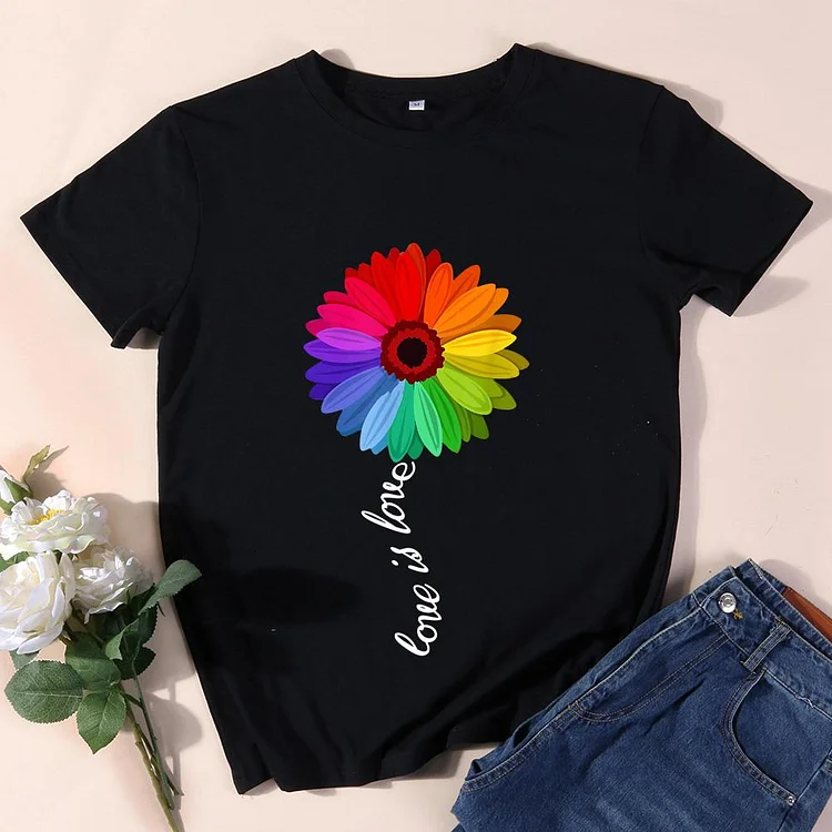 Love Is Love Love Daisy Lgbt Rainbow Gay T-Shirt-011713-Annaletters