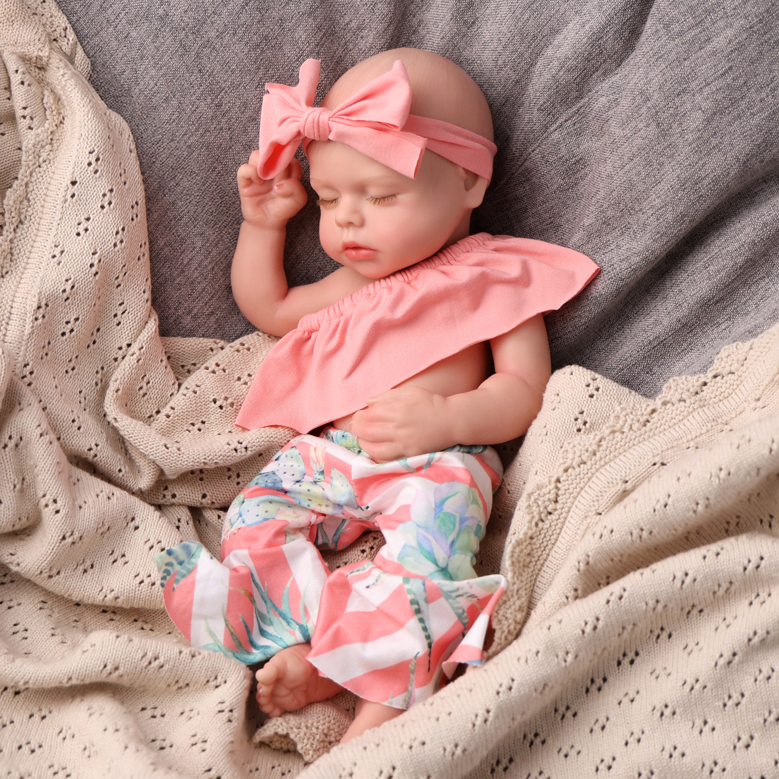 Babeside Realistic Silicone Baby Lucy 16'' Little Infant Twins Best Gift for Kid Only Right