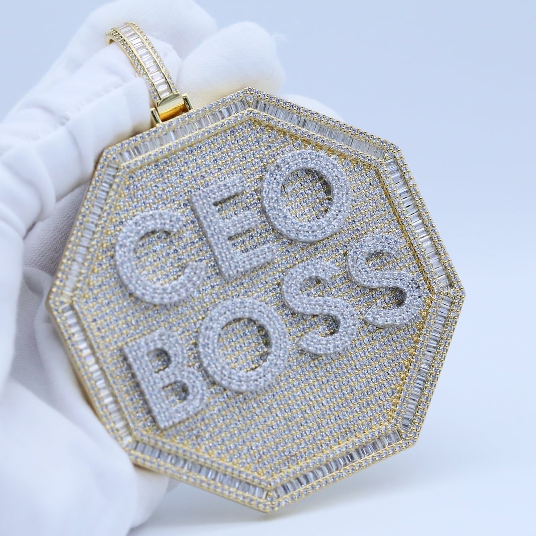 Custom Name Round Shaped Letter Full CZ Iced Out Pendant-VESSFUL