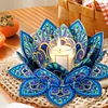 DIY Blue Lotus Diamond Painting Candle Holder